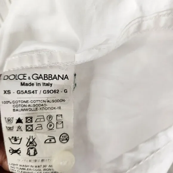 Dolce & Gabbana Mens White Cotton Long Sleeve Poplin Bib Tuxedo Shirt 15 - 38 - Picture 7 of 7